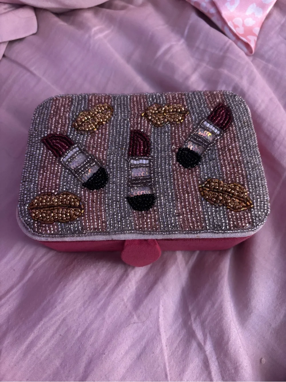 Beaded jewelry box travel organizer